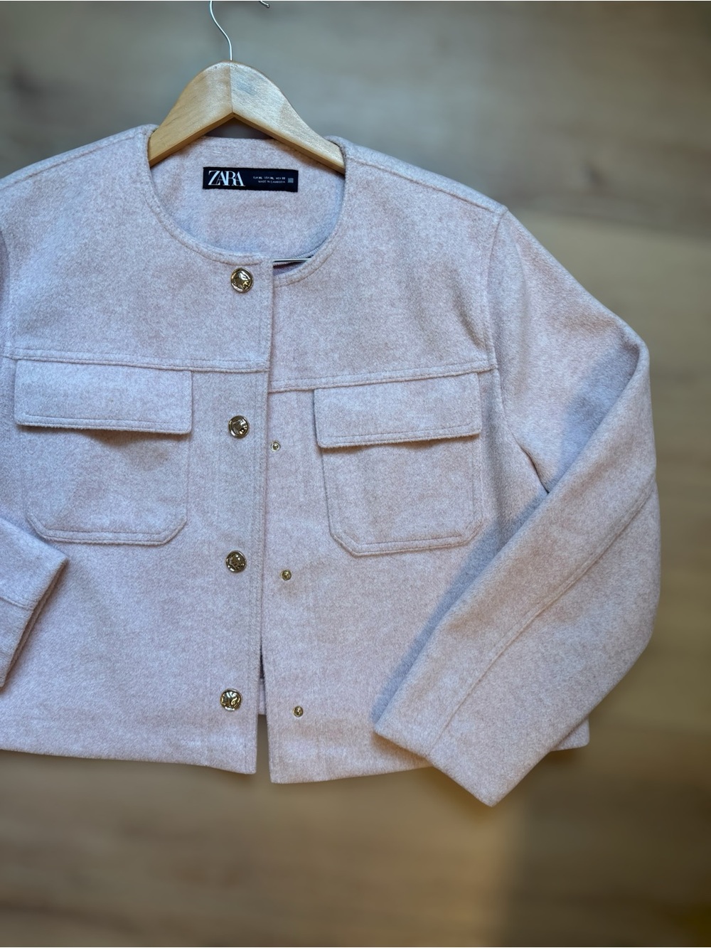 💖NWOT Zara Women’s Dusty Pink Cropped Fall Minimalist Chic Jacket | XL